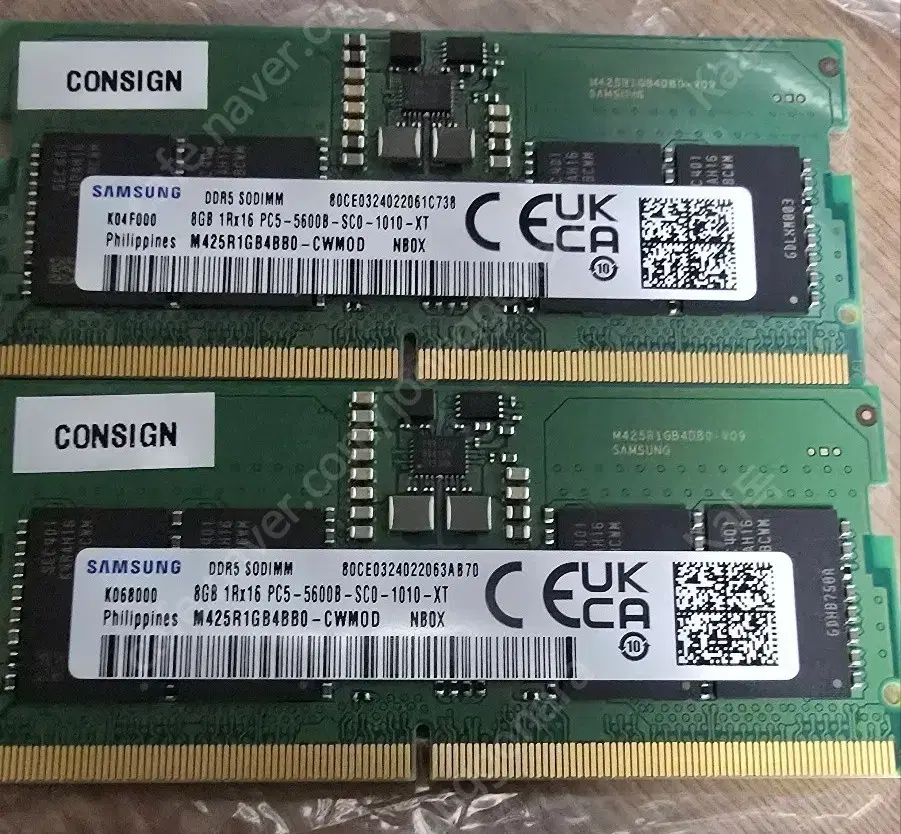 삼성 DDR5 PC5-5600 노트북RAM 8GB x 2개 팝니다.