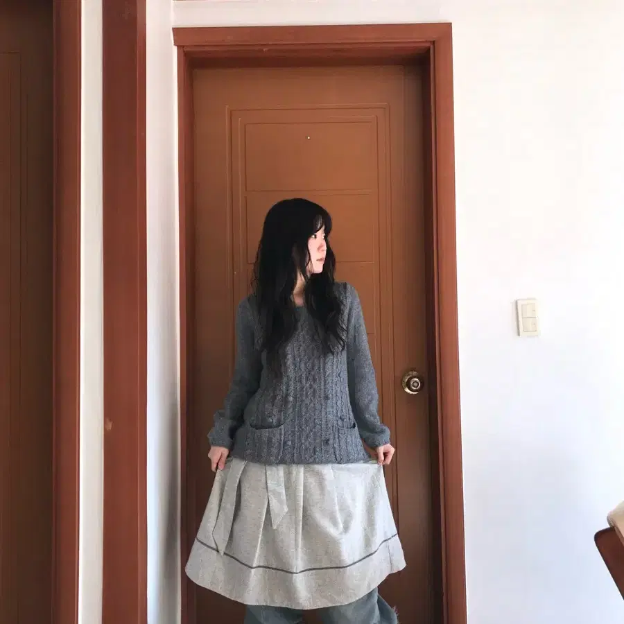 vintage gray belt skirt