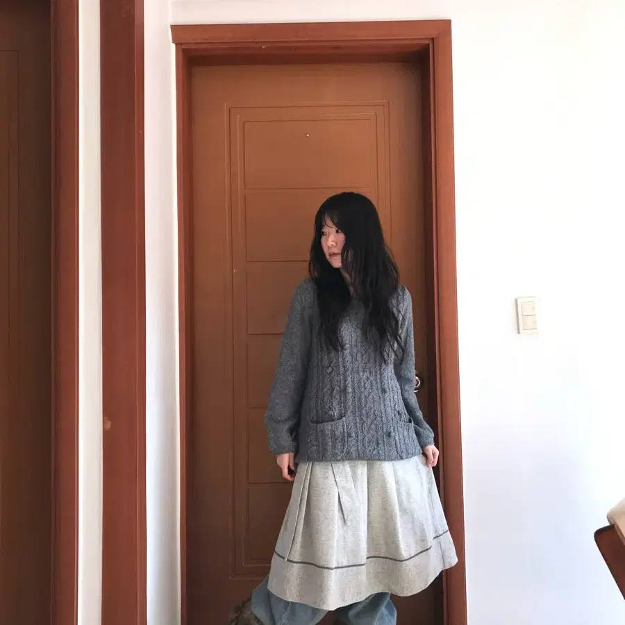 vintage gray belt skirt