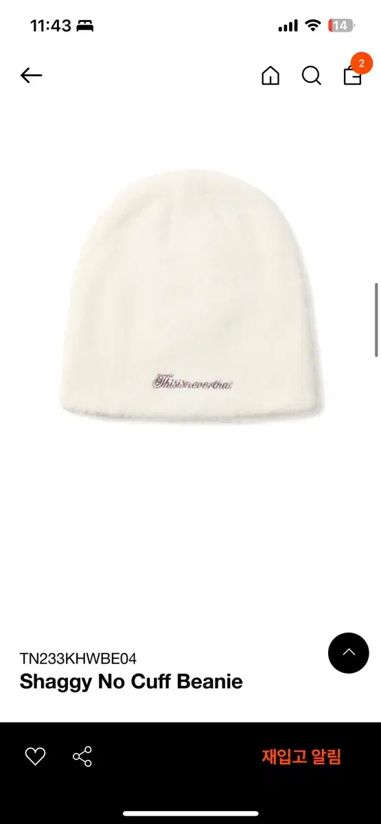 (FW23) Shaggy No Cuff Beanie Off White