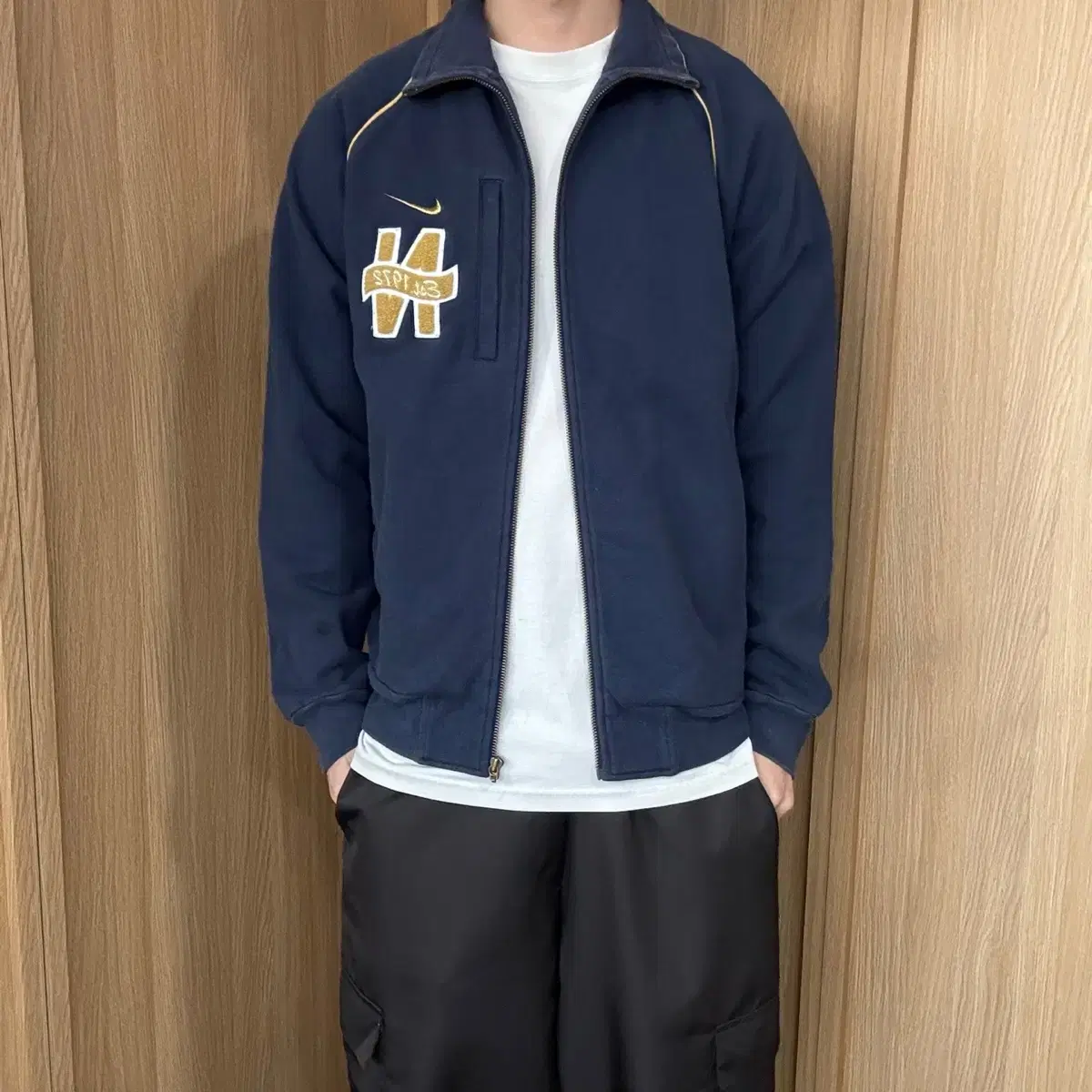 Wanwen Shop Nike 00s Overfit Embroidered Cotton Zip Up L