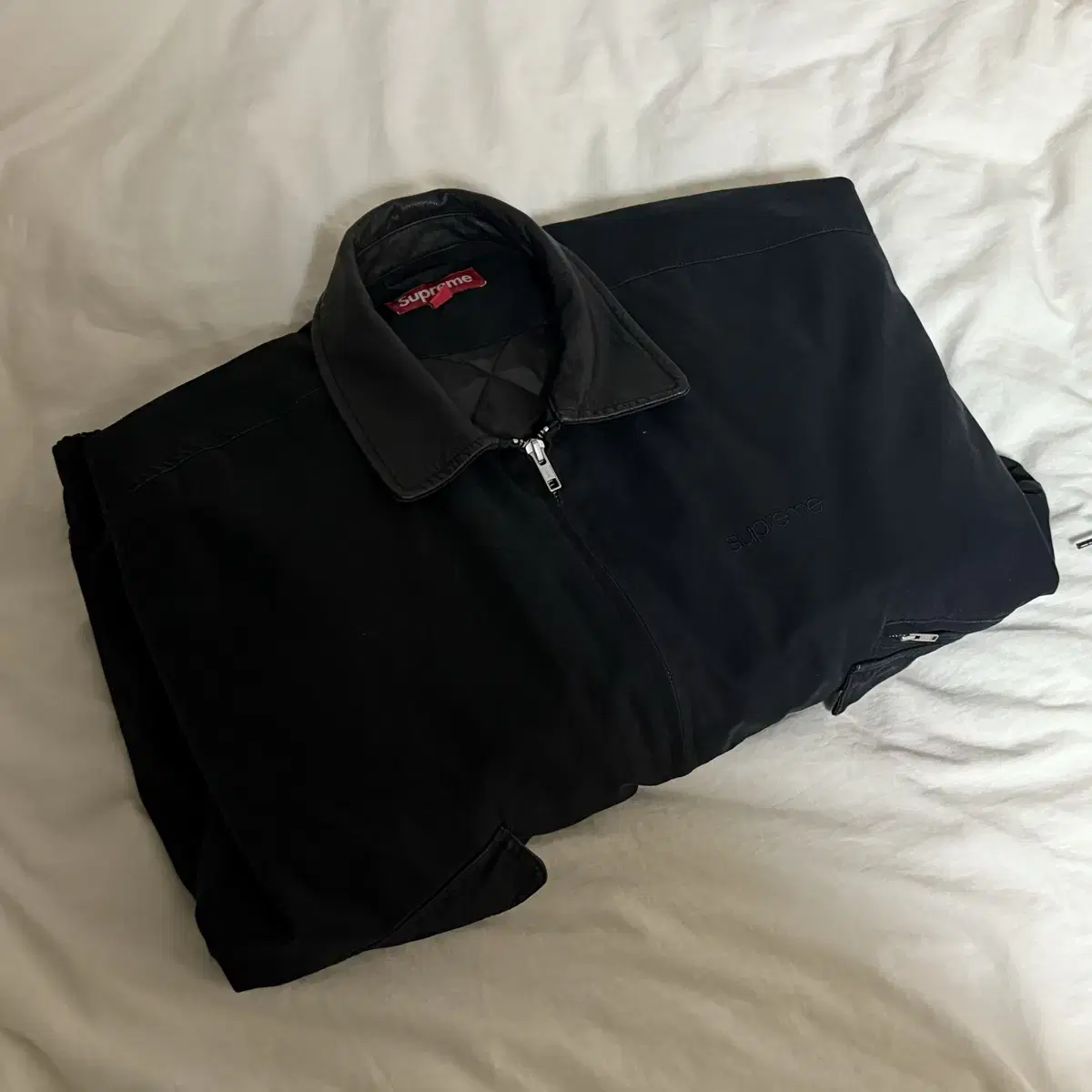 Supreme Leather Collar Utility Jacket Black Size L