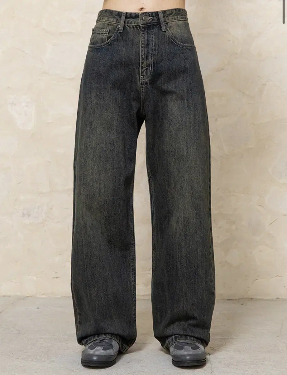 비긴202 세미와이드 DenimPants Vintage Deep blue