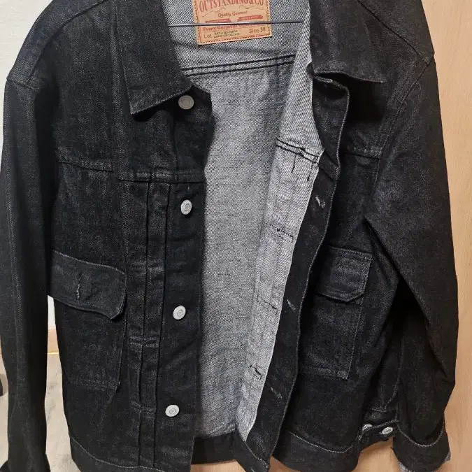 아웃스탠딩 selvedge 2nd denim jacket 흑청