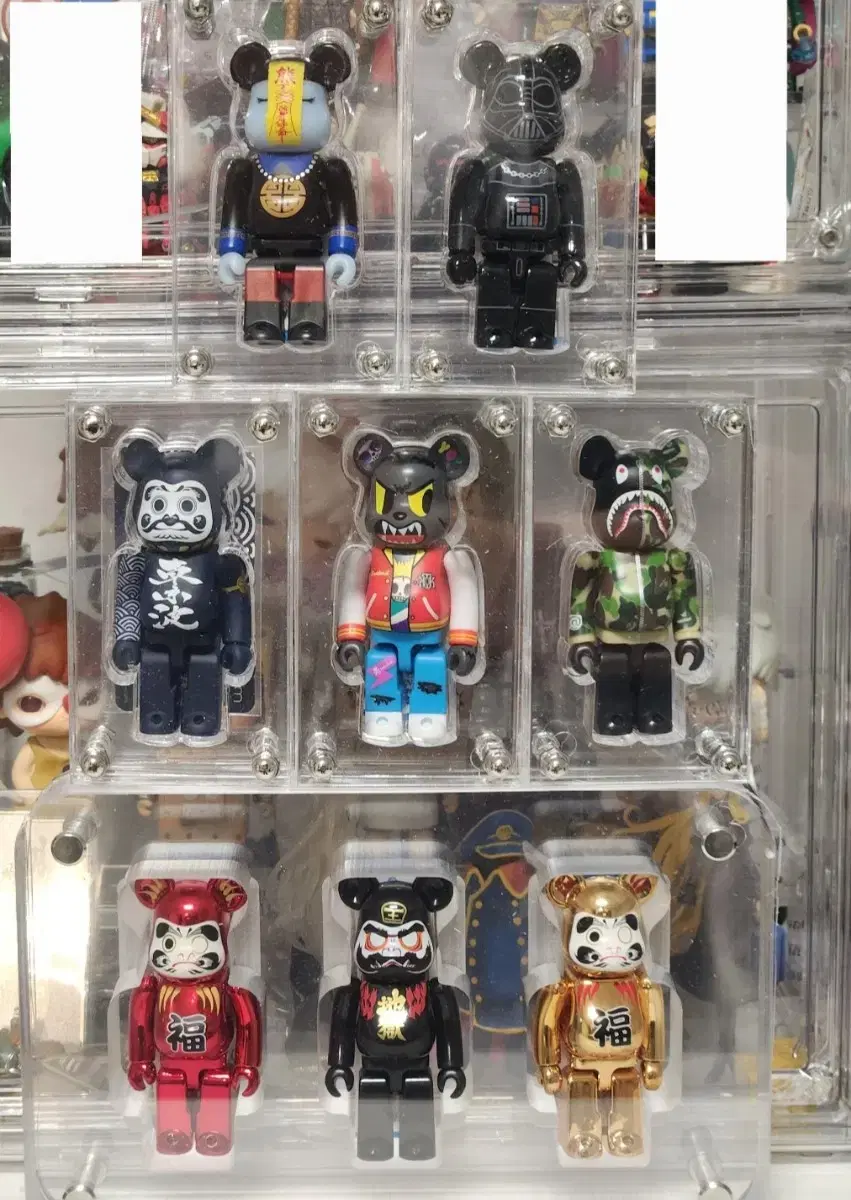 Bearbrick Regular Irregular Daruma, Shark, Tokidoki, Darth Vader, and Kangxi 8 total