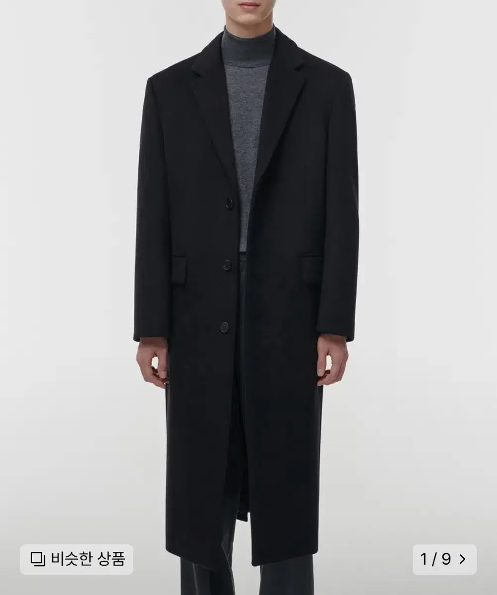 [XL] Gentleman's Standard Cashmere Blend Daddy Shoulder Single Long Coat Black