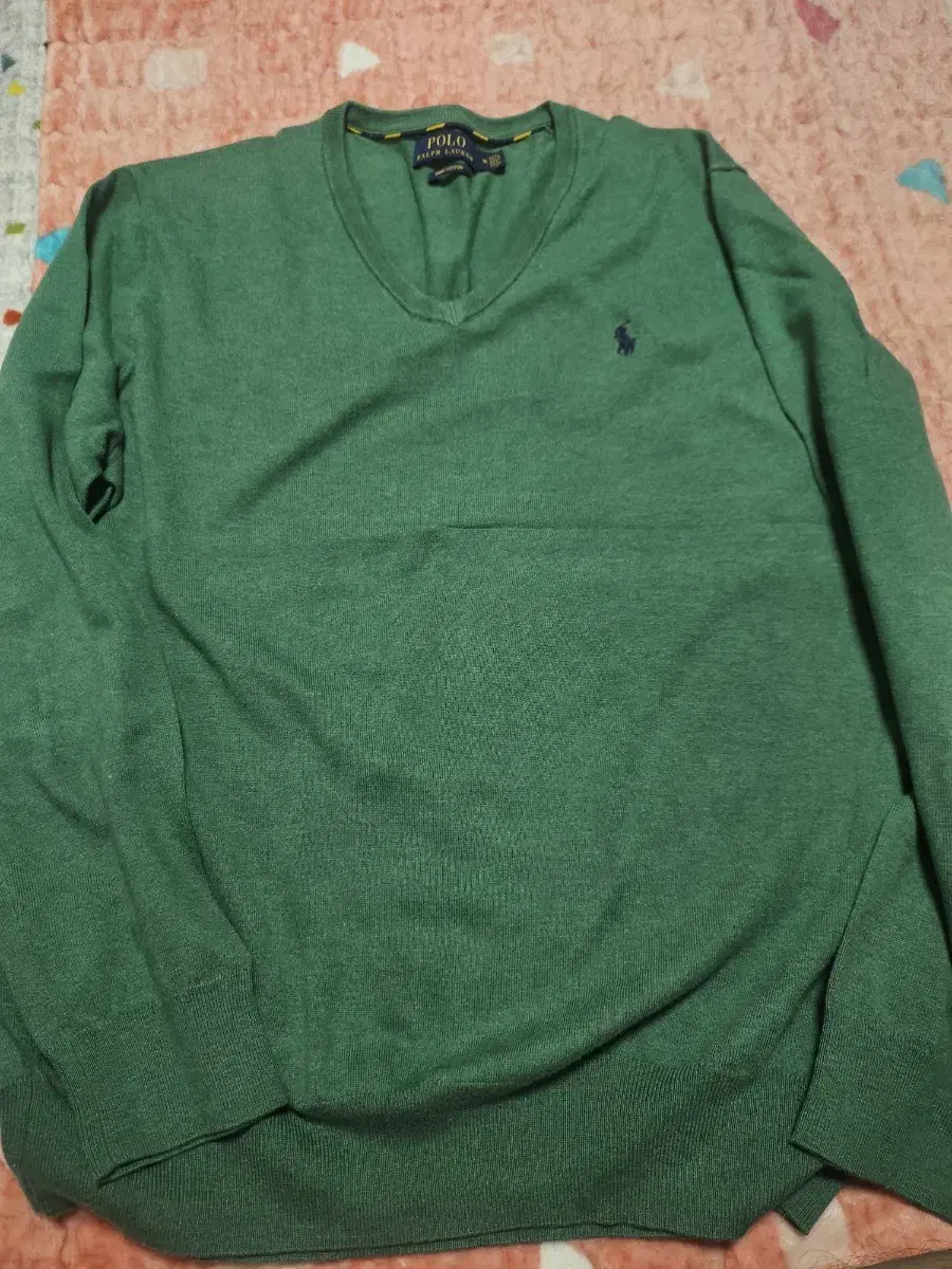 Polo V-neck Green Knit M