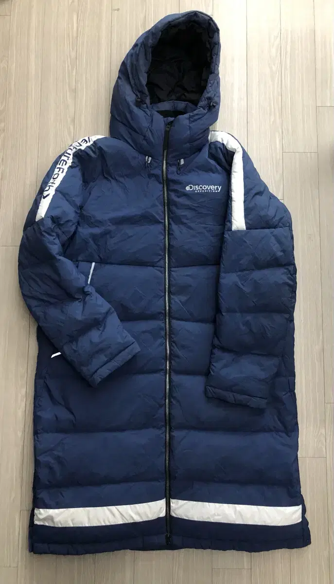 Size 110 Discovery Duck Down Long Puffer Genuine Navy