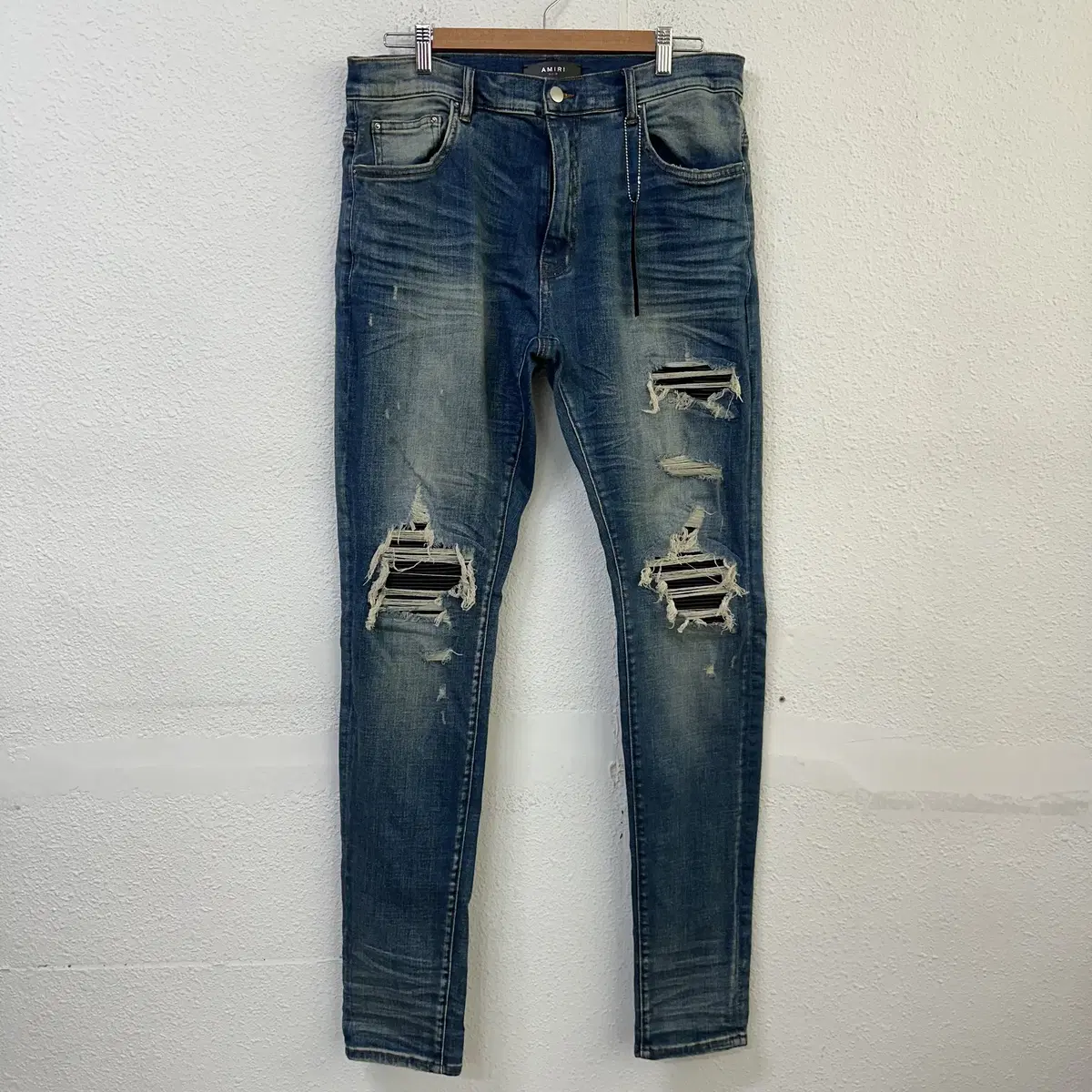 [34] New in AMIRI AMIRI Leather Paneled Custom Denim Jeans 0814