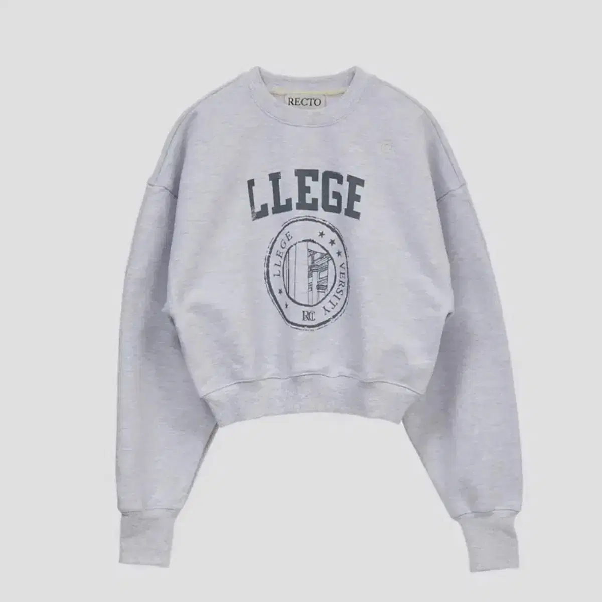 렉토 맨투맨 여성용 멜란지 그레이 LLEGE LOGO SWEATSHIR