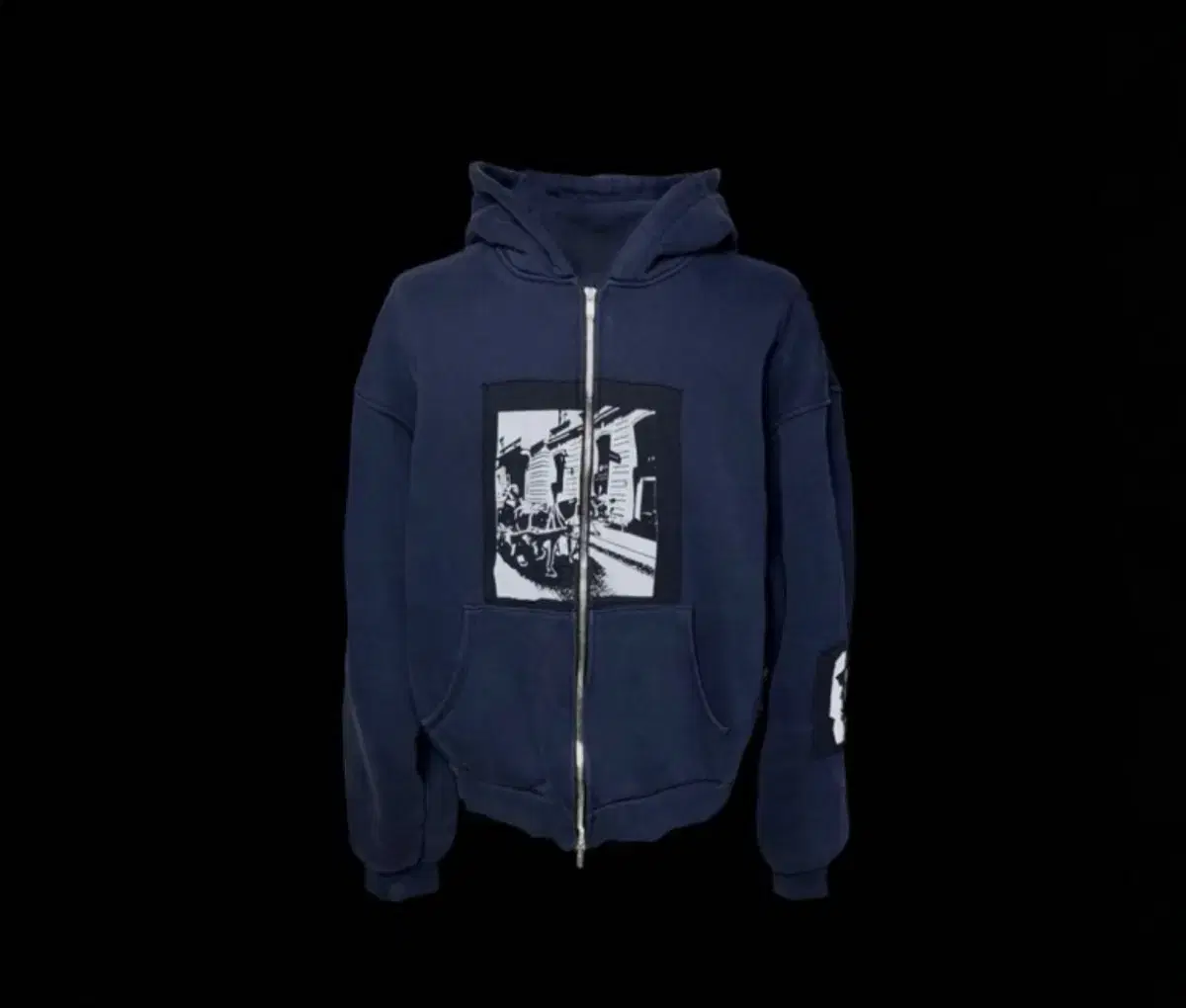 (1) Emostans Club Vienna Holes Patch Zip Hoodie Navy