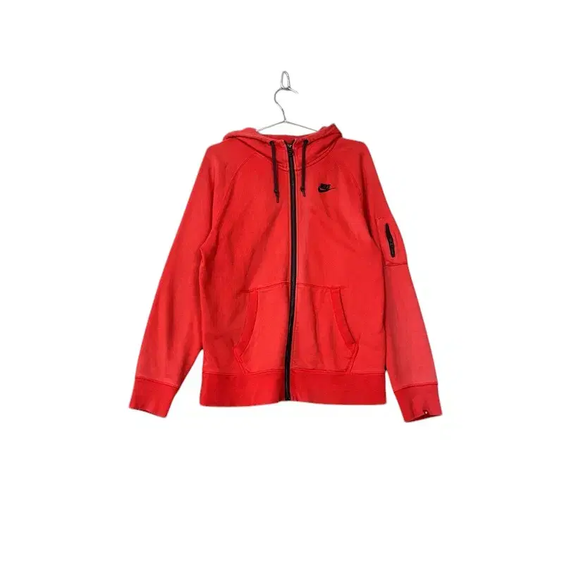 [Nike] Red Logo Arm Pocket Hoodie Zip Up L