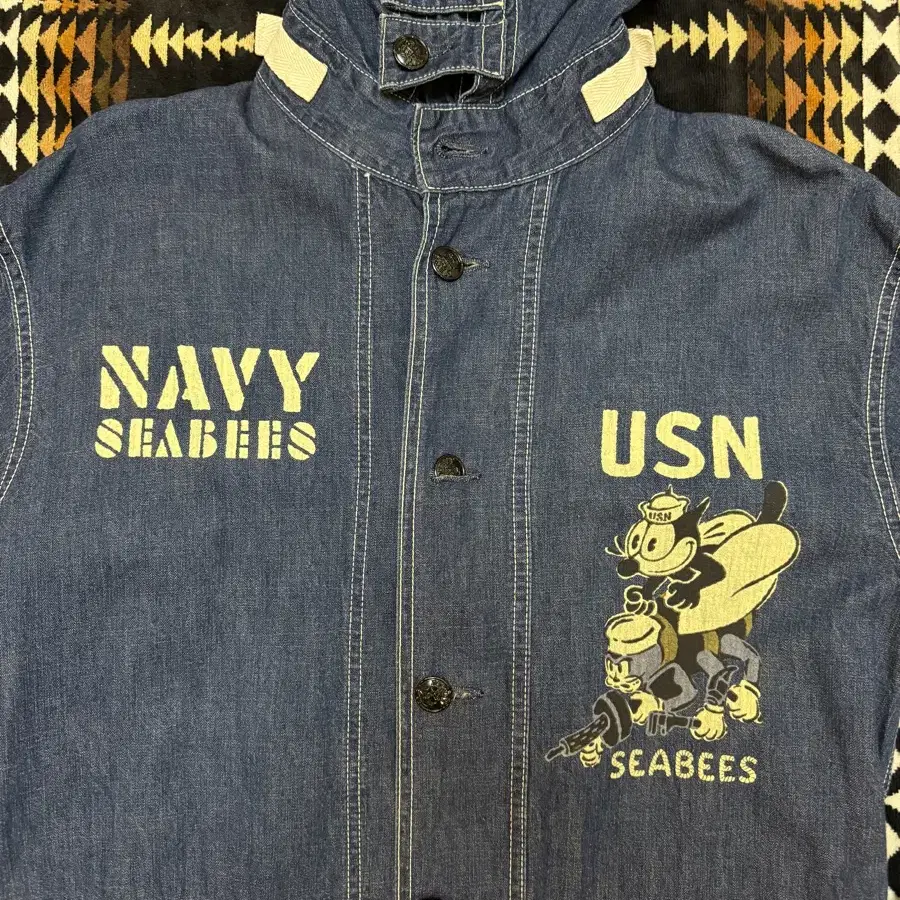 토이즈맥코이 USN SEABEES 데님 후드 자켓 L