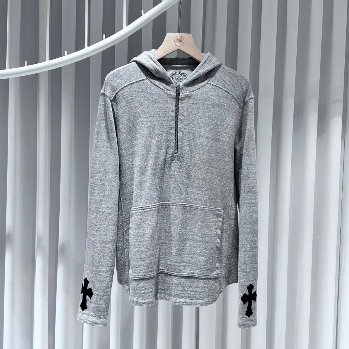 Chrome Hearts Leather Patch Dagger Hoodie Gray / S