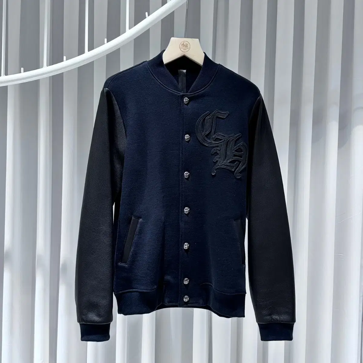 Chrome Hearts CH Logo Leather Varsity Jacket / M