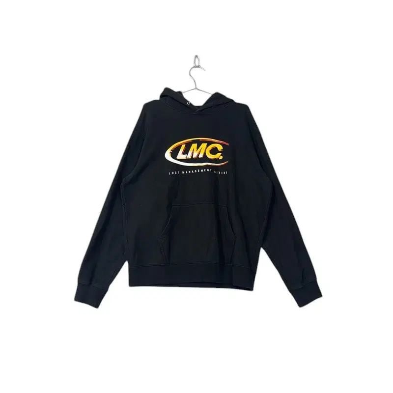 [LMC] Printed Logo Black Sweat Overfit Hoodie L