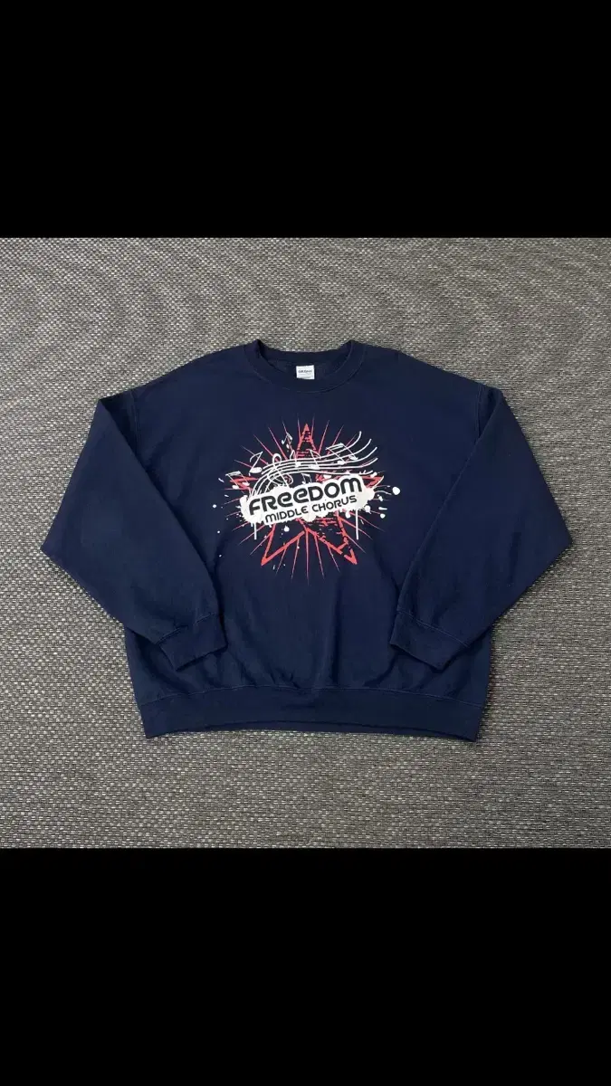 Gildan Navy Printed Heavy-Blend Brushed Momo Sweater