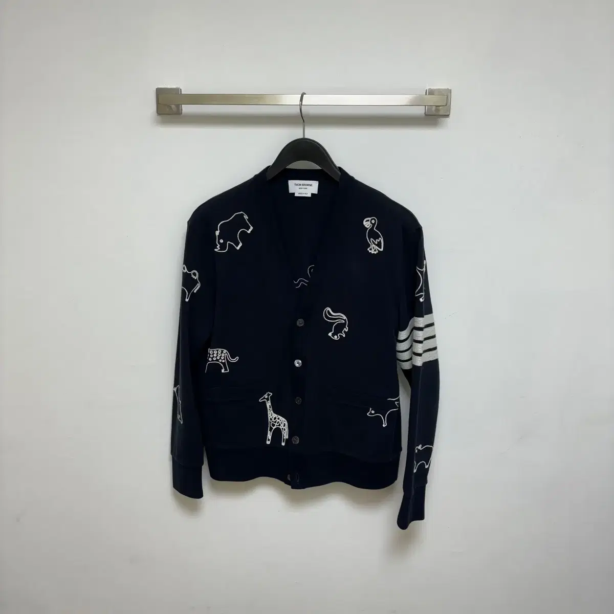 (4) Thom Browne Animal Cardigan Navy Department Store Edition