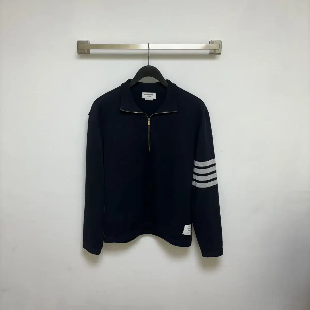 (4) Thom Browne Diagonal Armband Half Knit Zip Up