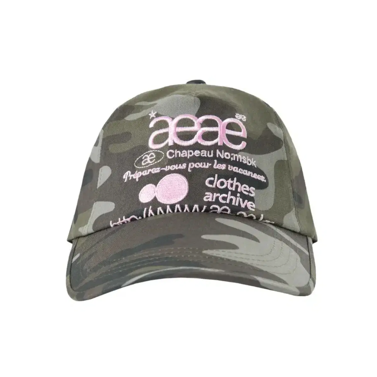 에이이에이이 WEB LOGO CAMO 5 PANNEL CAP GREEN