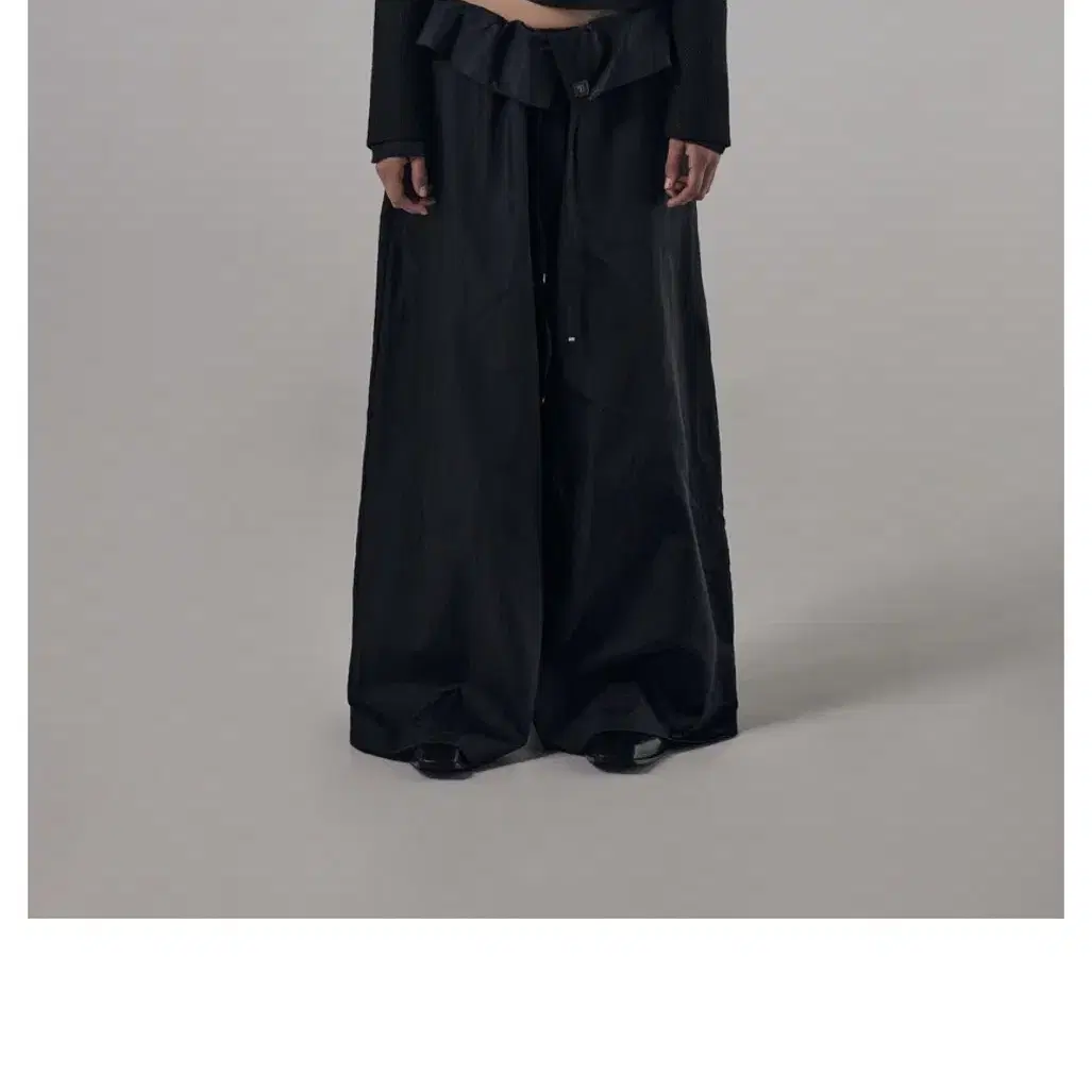 Folded Waist Band Pants [ Black ]