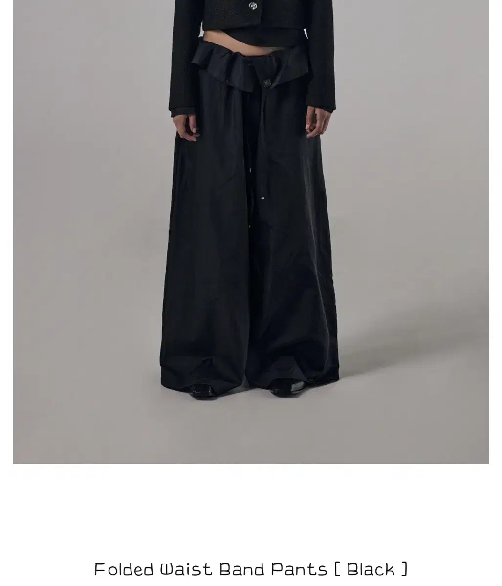 Folded Waist Band Pants [ Black ]