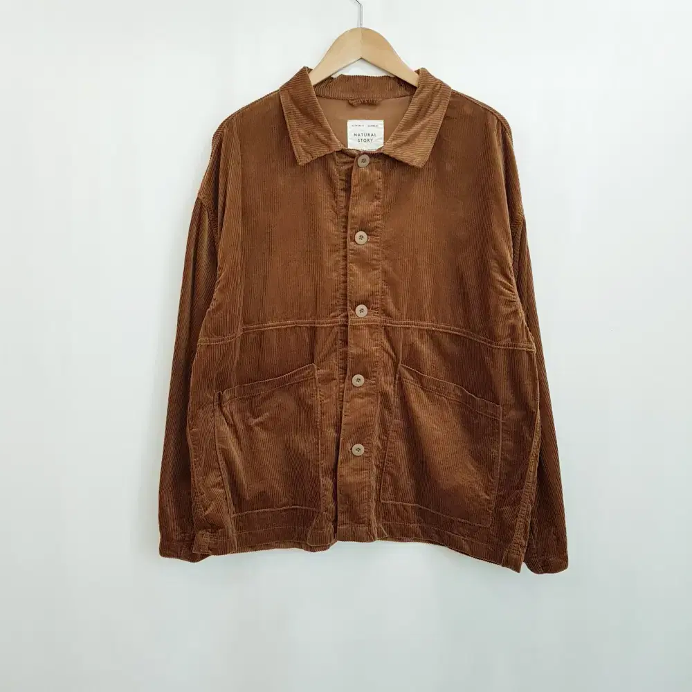 JPN Vintage Pocketed Golden Jacket-type Overfit Corduroy Long Sleeve Shirt MenLL H66