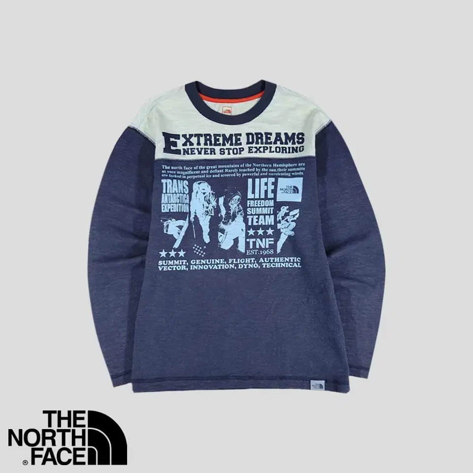 The North Face Pigmented Navy Gray Variegated Lettering Multi Printed Cotton Regular Fit