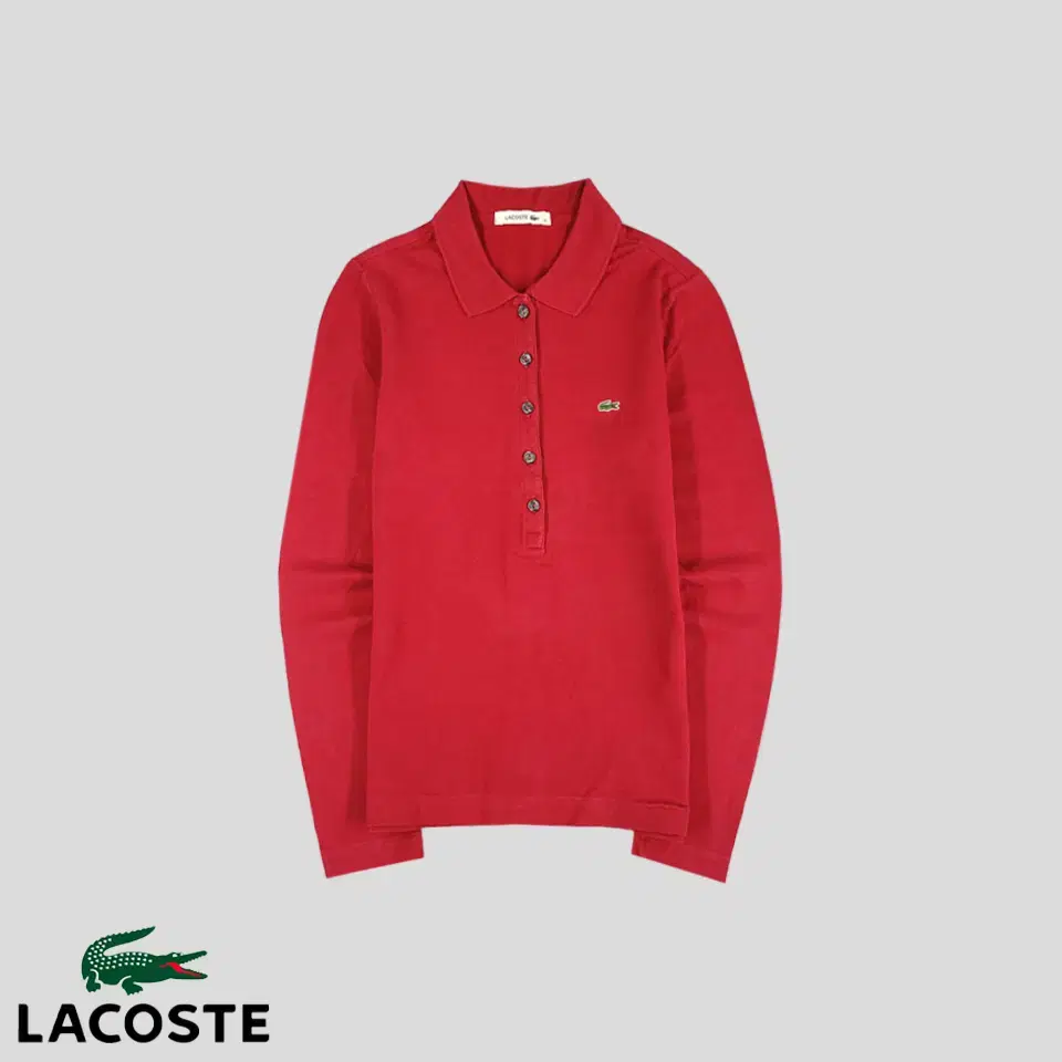 Lacoste Pigmented Burgundy Croc-patch Half-button Cotton-blend PK Pique Kara Neck Long