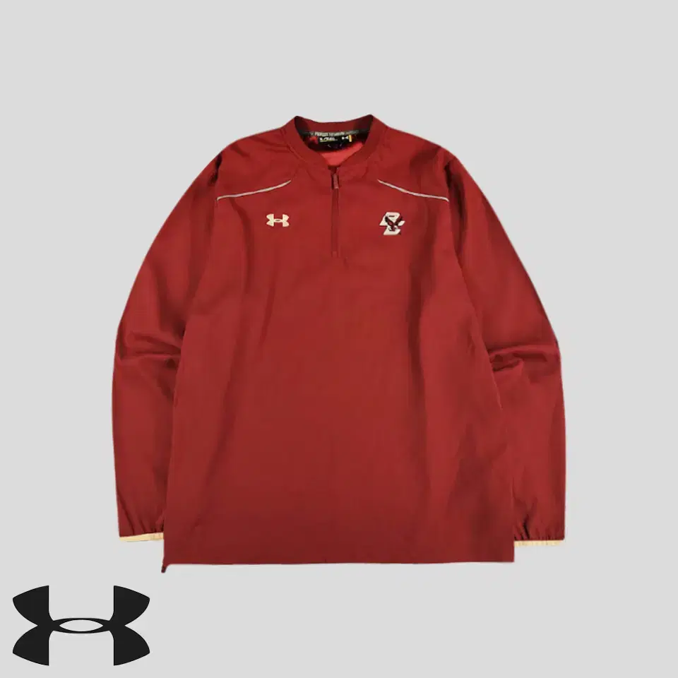 Under Armour Cold Gear Burgundy Gold Eagles Boston University Logo Embroidered Lined Henry Neck