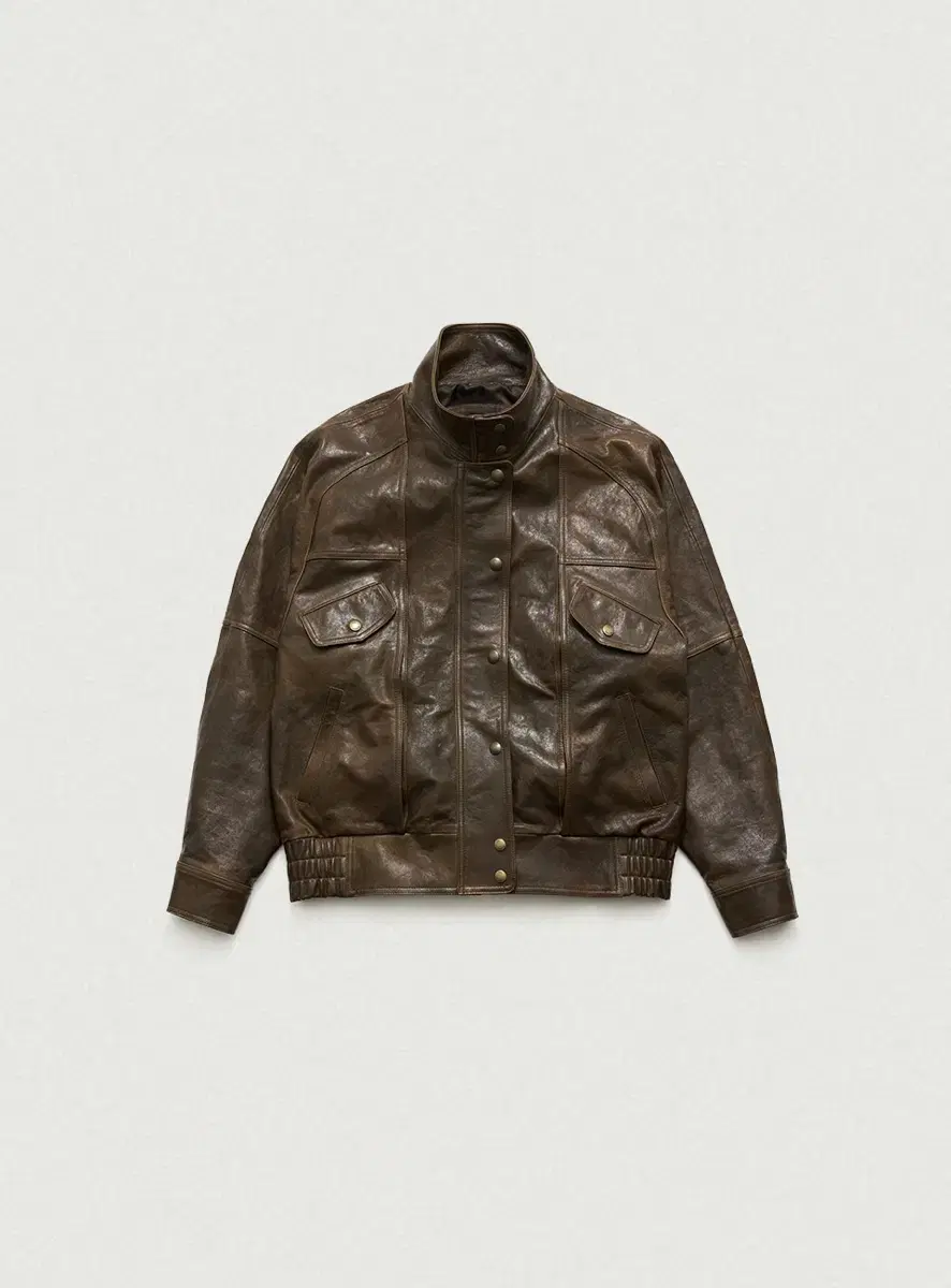 더바넷 자켓 Brown Leather Motorcycle Jacket