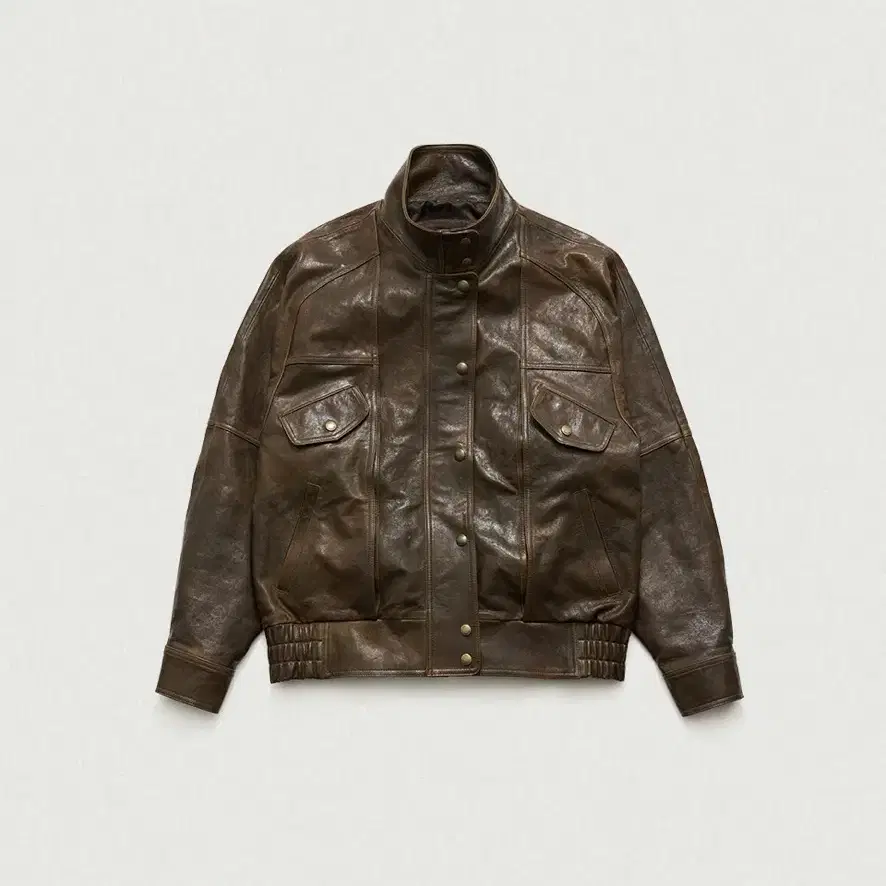 더바넷 자켓 Brown Leather Motorcycle Jacket