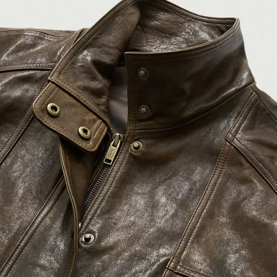 더바넷 자켓 Brown Leather Motorcycle Jacket