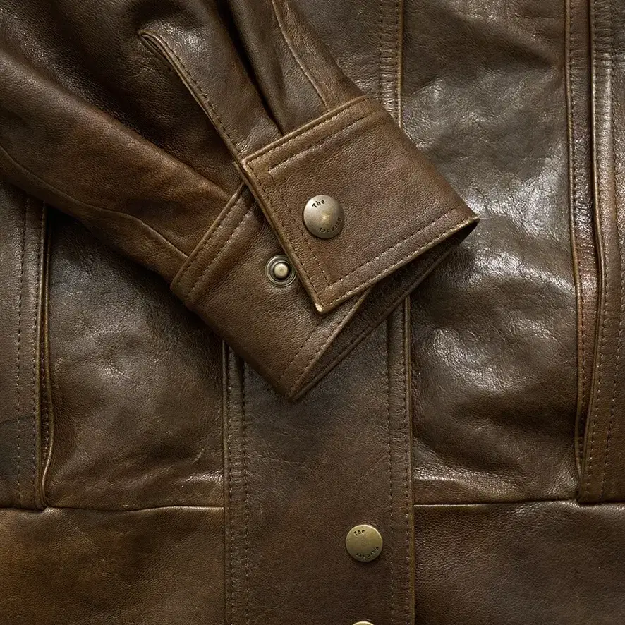 더바넷 자켓 Brown Leather Motorcycle Jacket