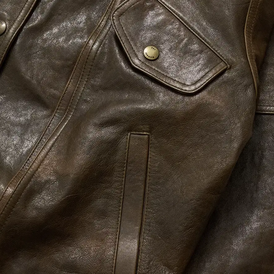 더바넷 자켓 Brown Leather Motorcycle Jacket