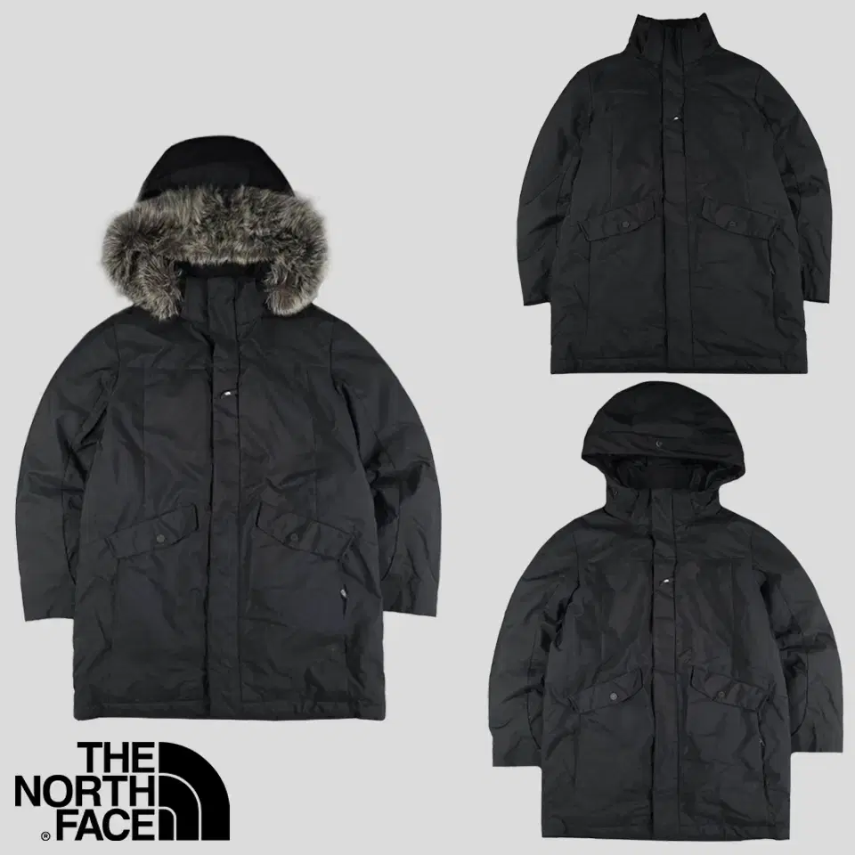 The North Face Black Tonal Logo Embroidered Two-Way Hideaway Multipocket Goose Down