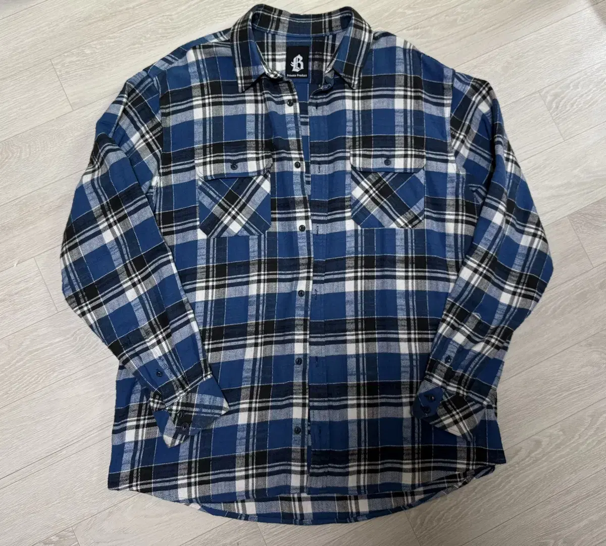 [M]Blackout Flannel Shirt Bloo