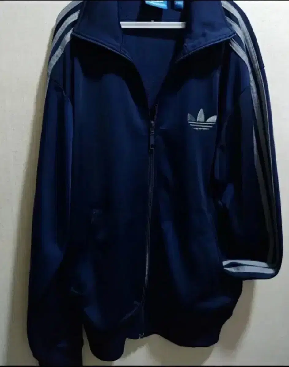 adidas Firebird Navy Silver 105 Jersey XL Tracktop Jersey Zip Up Jacket