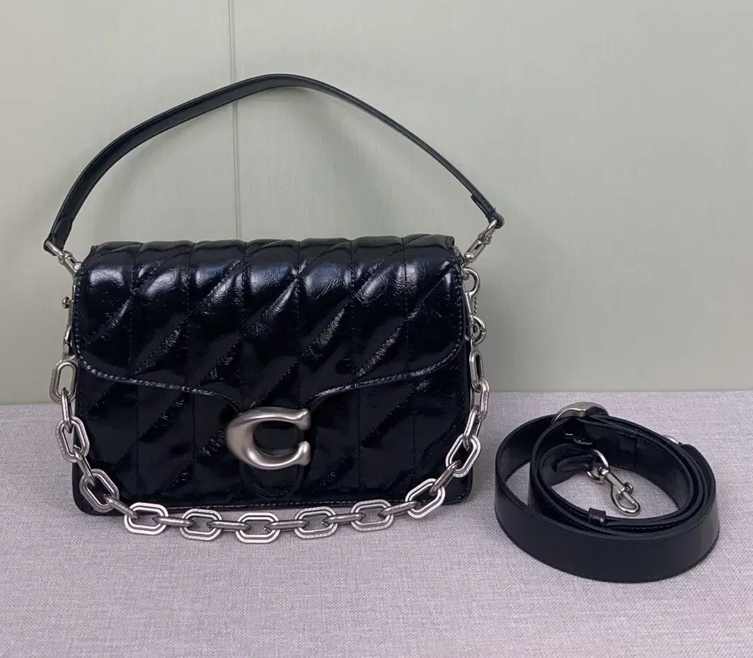 Coach Women's Quilted Tabby Shoulder Bag 26 CAF55 with 3 Chains