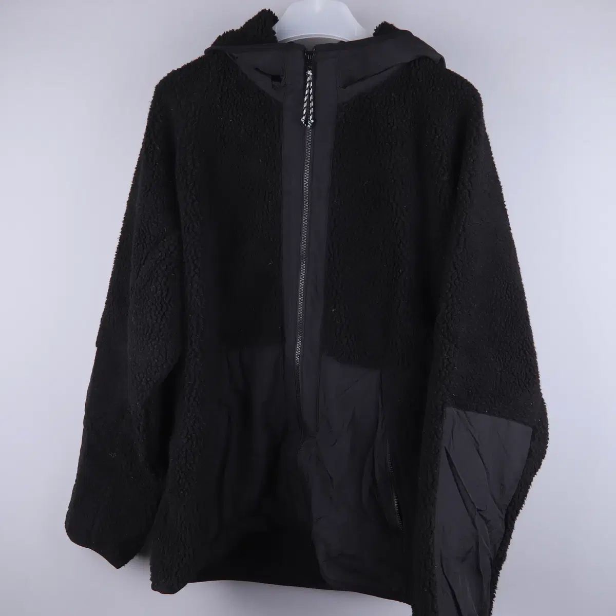 Laine Fleece Hooded Zip-up Jacket Black (XL)