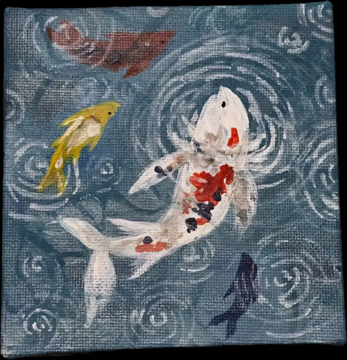 Sell handmade carp 10x10cm canvas