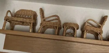 라탄 미니어처 의자 의자 책상