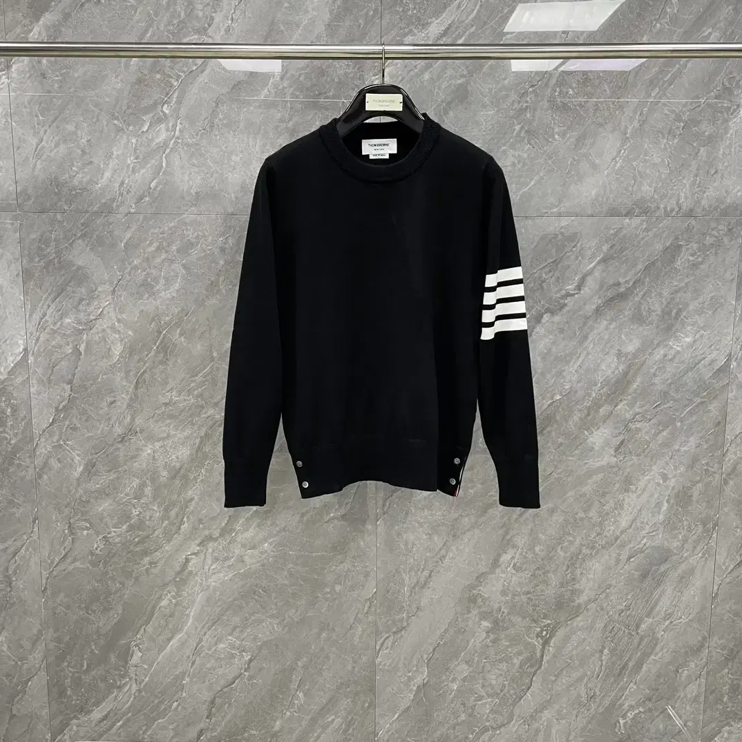 Thom Browne Milano Stitched Diagonal Knit Sweater Black