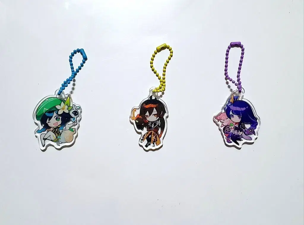 Genshin Impact 3 Gods acrylic keyring wts sell Venti Palm Raiden Miko