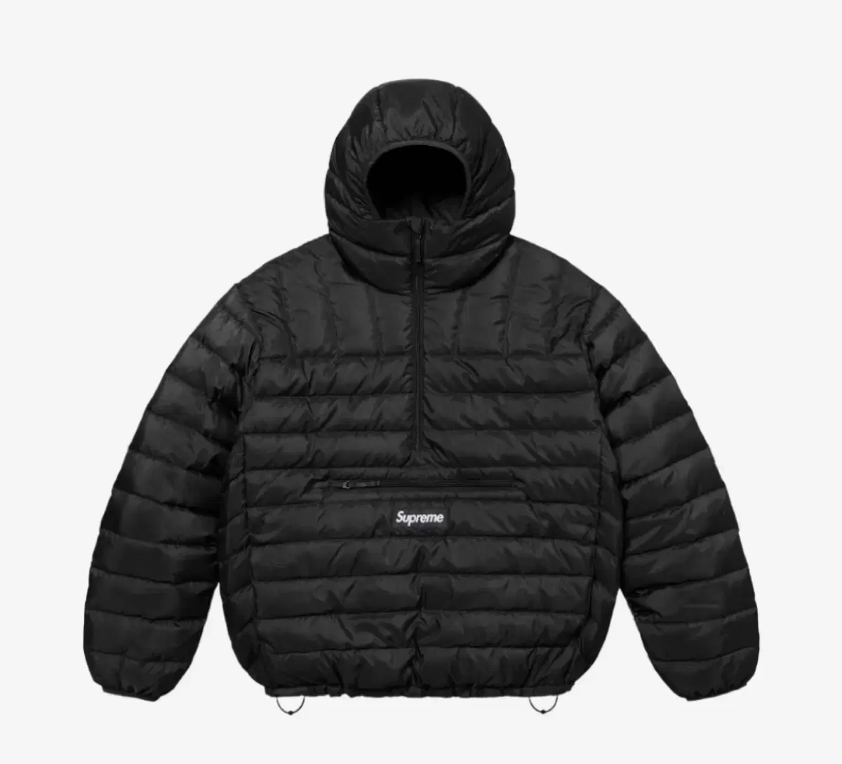 [L] Supreme Micro Down Half Zip Hooded Pullover Black Padded 24FW