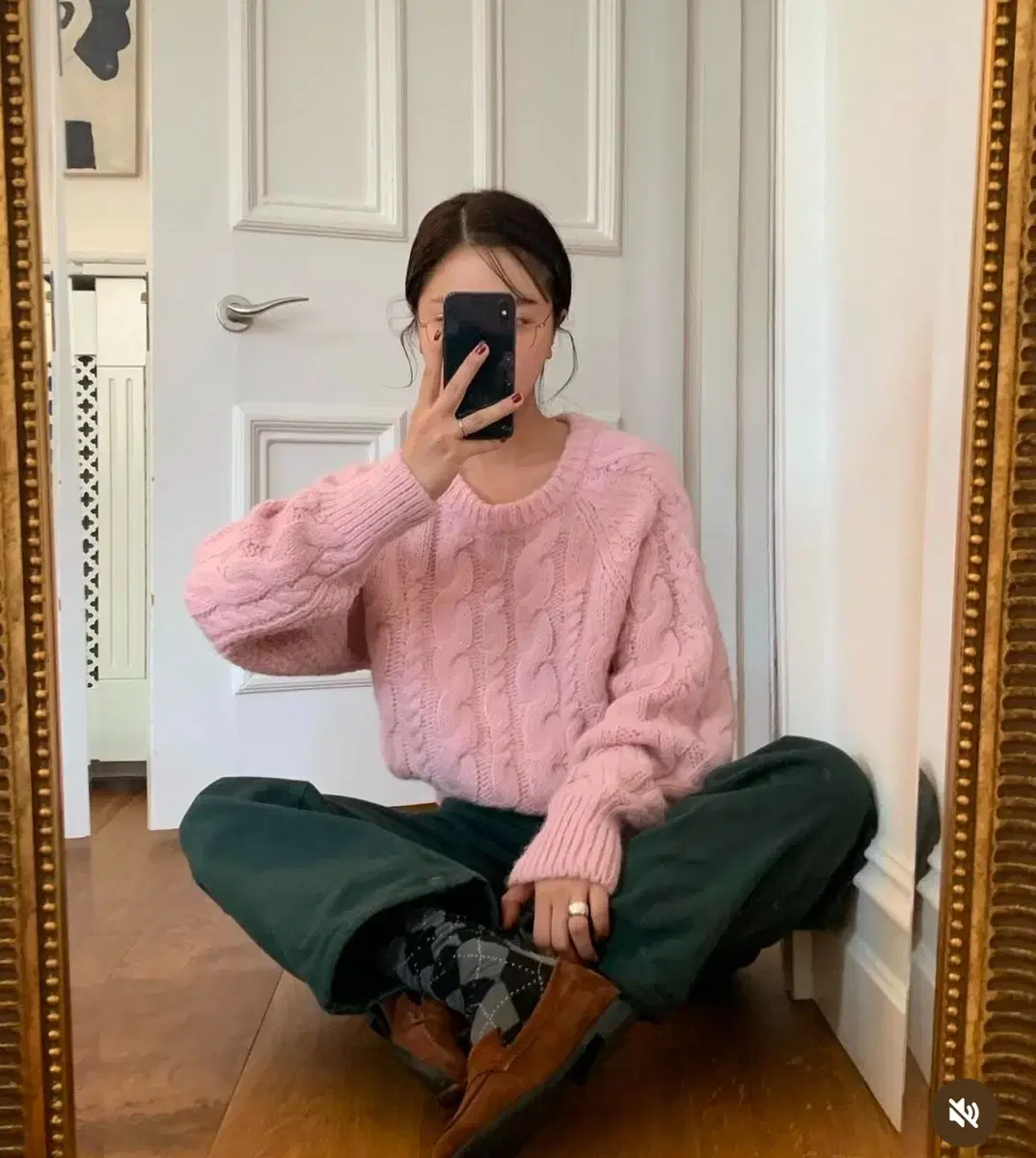 [withoutsummer] Robin cable knit pink