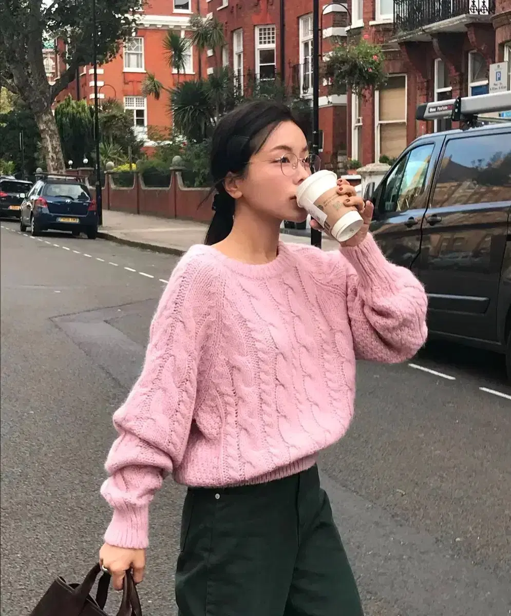 [withoutsummer] Robin cable knit pink