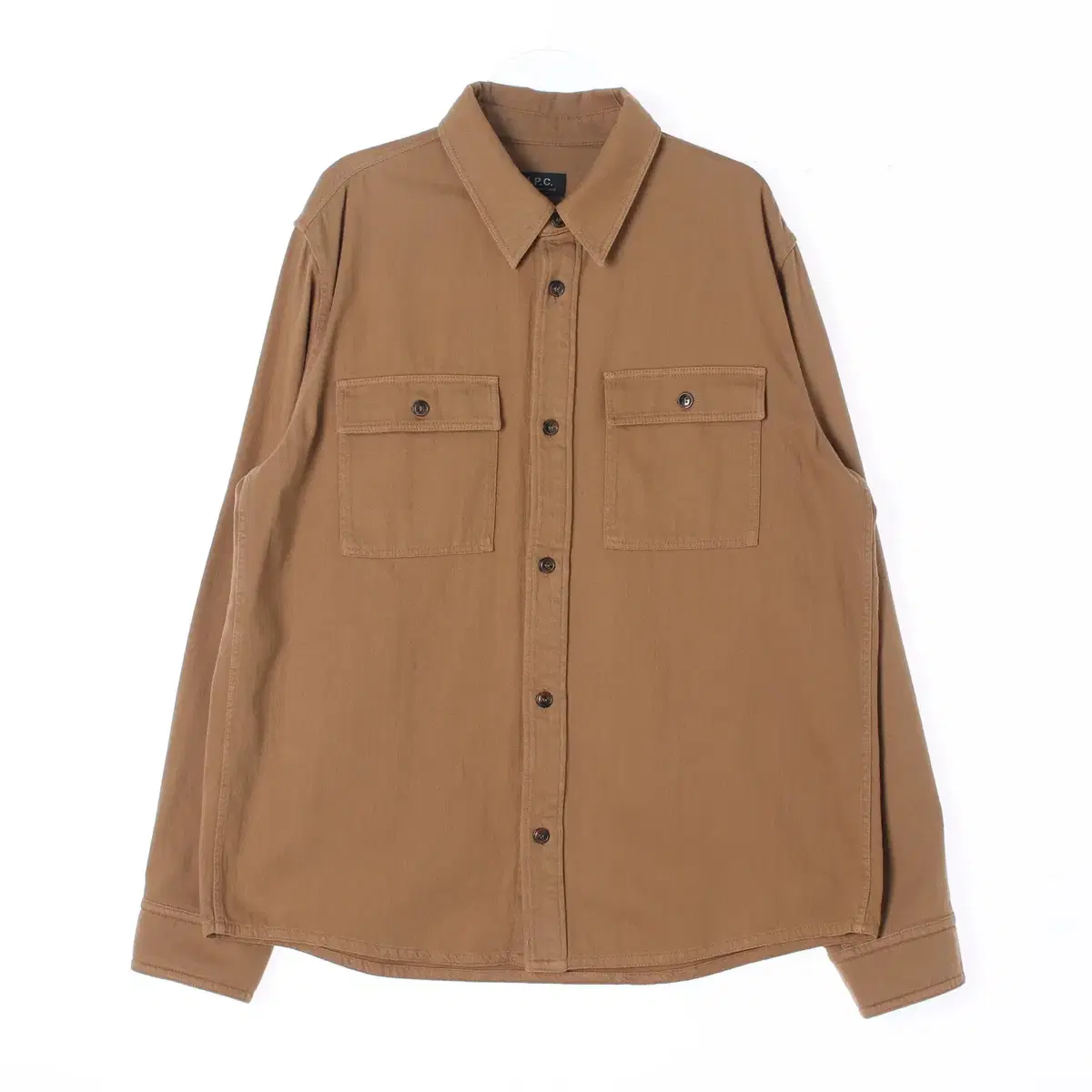 [XL]Apothecary Brown Double Pocket Cotton Shirt