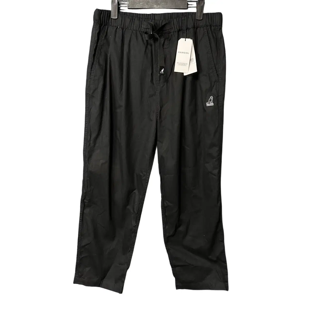 L Kangol Logo Black Strap Banded Trousers with Black Straps