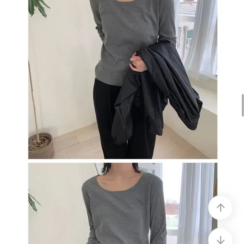 데일리쥬 크리오 U넥 골지 티셔츠 (gray/black)